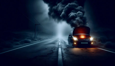 A car engine at night, Ai generated imageの写真素材