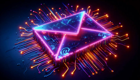 A futuristic neumorphic mail envelope icon, Ai generated imageの写真素材