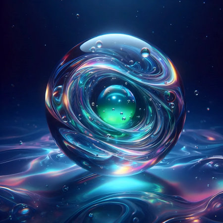Abstract liquid glass wallpaper, AI generated imageの写真素材