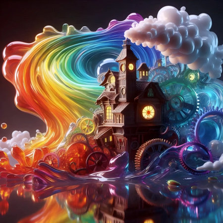 Abstract liquid glass wallpaper, AI generated imageの写真素材