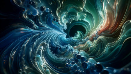 Abstract liquid glass wallpaper, AI generated image