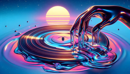 Abstract liquid glass wallpaper, AI generated imageの写真素材