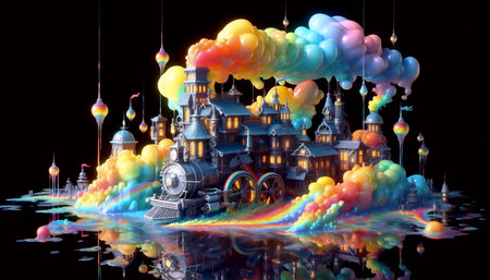 Abstract liquid glass wallpaper, AI generated imageの写真素材