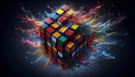 Abstract liquid glass wallpaper, AI generated imageの写真素材