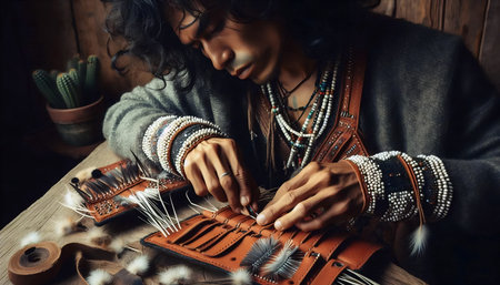 The Native American Quillwork, AI generated imageの写真素材