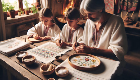 The Ukrainian Vyshyvanka Stitchingの写真素材