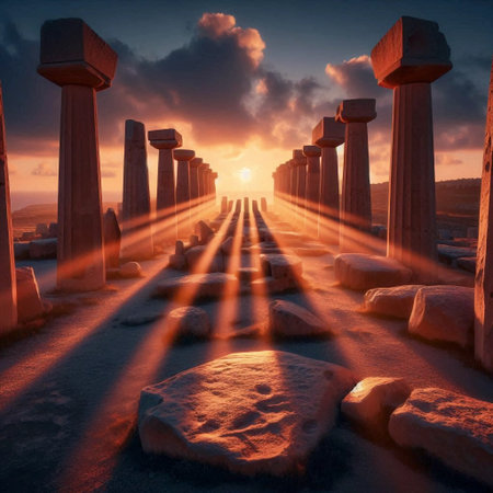 The Maltese Solar Temples, AI generated imageの写真素材