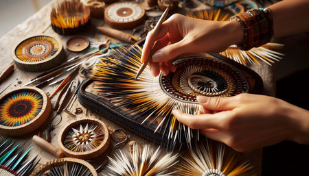 The Native American Quillwork, AI generated imageの写真素材