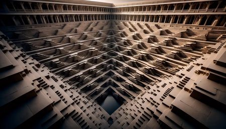 The Indian Stepwell Solar Architecture, AI generated imageの写真素材
