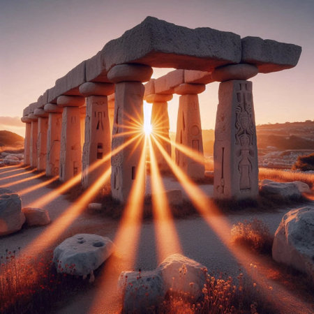 The Maltese Solar Temples, AI generated imageの写真素材