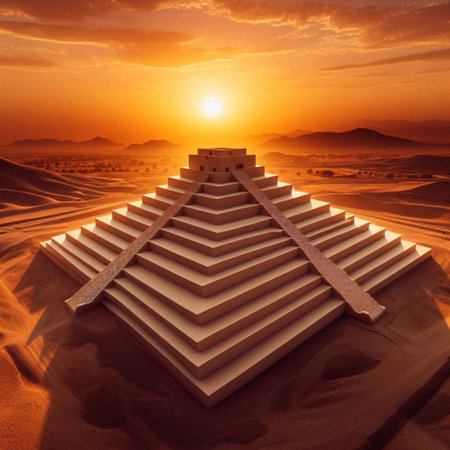 The Mesopotamian Solar Ziggurats, AI generated image