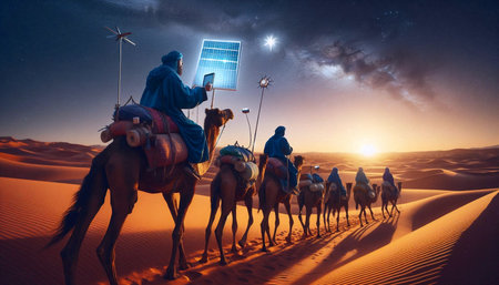 The  Tuareg Solar Caravans, AI Generated Image