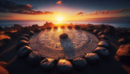 The Celtic Solar Stone Circles, AI generated imageの写真素材