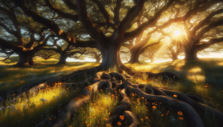 The Zero-Waste Sacred Oak Grove, AI generated image