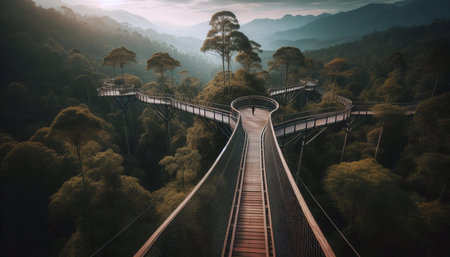 The Sustainable Sacred Canopy Walkway, AI generated image