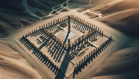 The Egyptian Solar Temples of Abu Ghurab, AI generated image