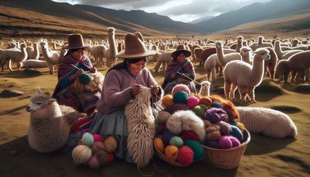 The Peruvian Alpaca Wool Knitting, AI generated image