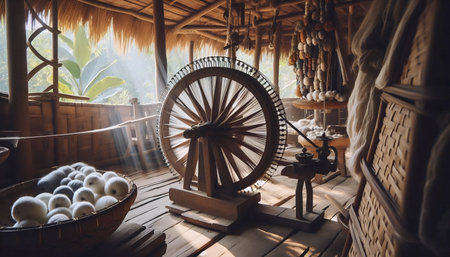 The Indian Khadi Weaving Process, AI generated image