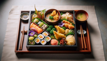 The Vegan Japanese Washoku Feast, AI generated image