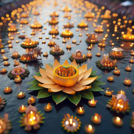 A Loy Krathong lanterns, Ai generated image