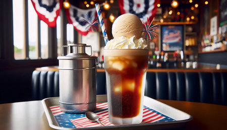 A vintage milkshake served in a classic 1950s diner glass, Ai generated image