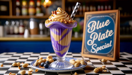 A vintage milkshake served in a classic 1950s diner glass
