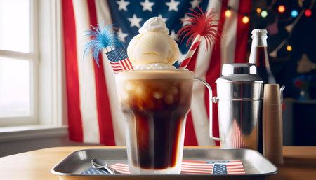 A vintage milkshake served in a classic 1950s diner glass, Ai generated image