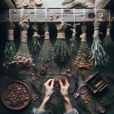 A herb drying setup, Ai generated image