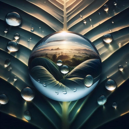 A water droplets on leaves, Ai generated image