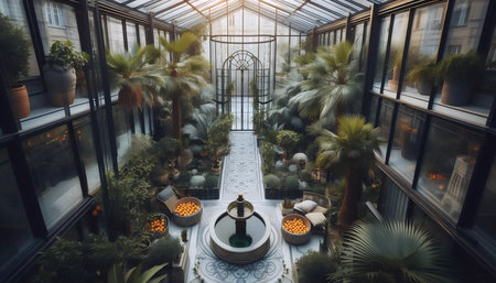 A urban winter garden, Ai generated image