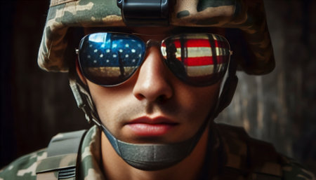 American flag, 4th of July celebration concept, patriotic mood, Ai created imageの写真素材