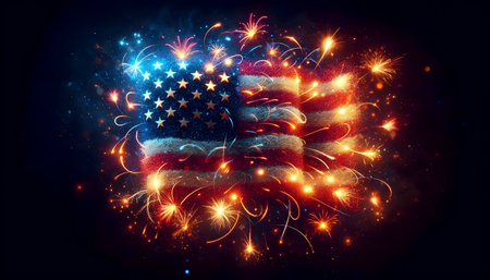 American flag, 4th of July celebration concept, patriotic mood, Ai created imageの写真素材