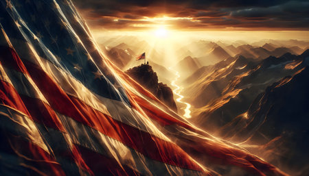 American flag, 4th of July celebration concept, patriotic mood, Ai created imageの写真素材