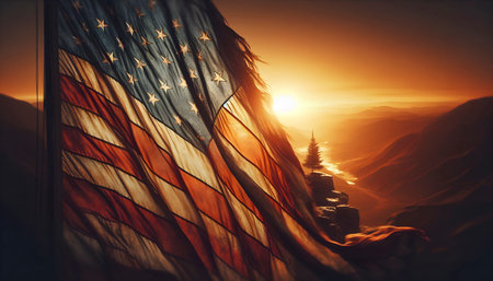 American flag, 4th of July celebration concept, patriotic mood, Ai created image