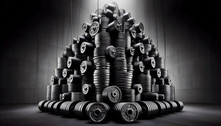 Professional gym interior with workout equipment, Ai created image