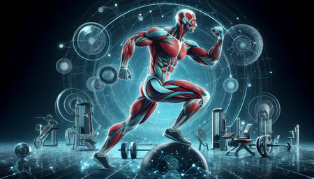 Professional gym interior with workout equipment, Ai created image