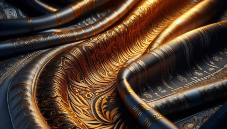 Precision shot of Mysore silk sari, Ai generated image
