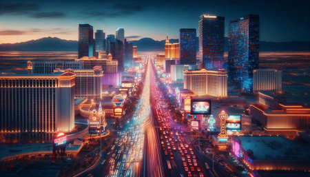 The Las Vegas Strip hyperlapse effect, Ai generated imageの写真素材