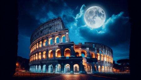 The Colosseum under dramatic lighting, Ai generated image