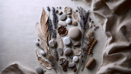 The iconic stone and dried flower arrangement, Ai generated image