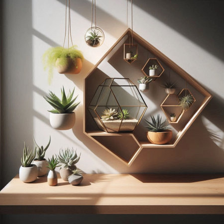 The iconic minimalist plant shelf, Ai generated image