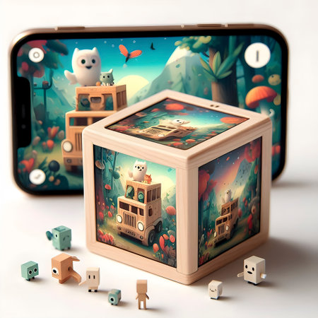 A simple wooden toy cube, Ai created image