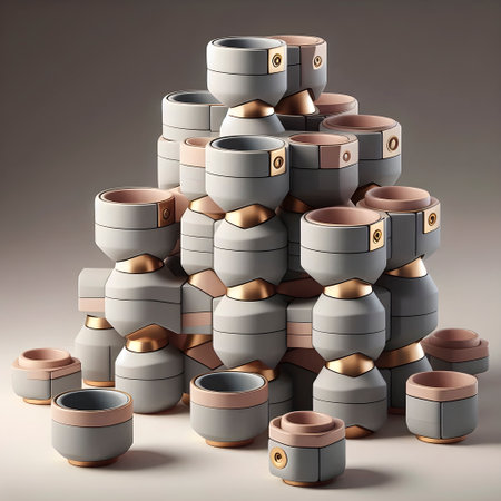 Modular tea set with magnetic cups, Ai created image