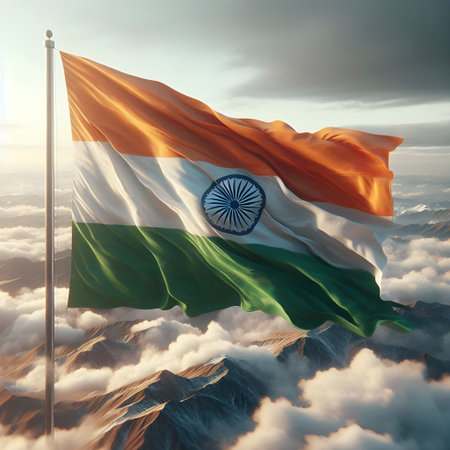 Indian flag, realistic motion effect, Ai created image