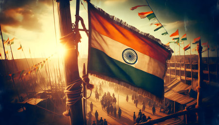 Indian flag, realistic motion effect, Ai created image