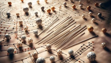 Traditional Chinese acupuncture needles, Ai created imageの写真素材