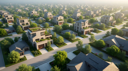 3d-printed houses made from ocean plastic waste, Ai generated image