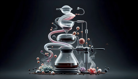 Self-brewing glass coffee siphon, Ai generated image