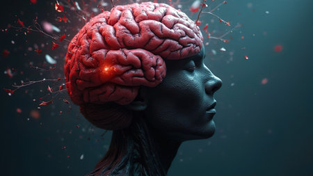 A dark brain with cracks, but light seeping throughâ€”symbolizing healing from trauma.