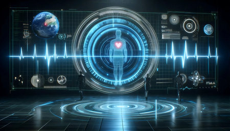 A radar-style display detecting unique cardiac rhythms through a wall, Ai created image